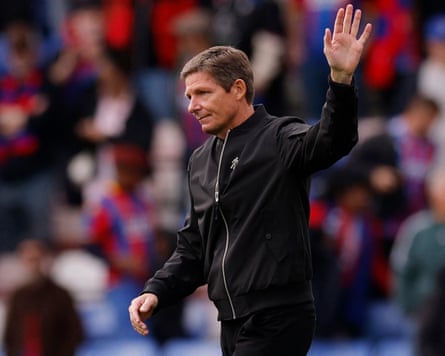 The Nottingham Forest head coach, Oliver Glasner, responds to a generous reception from the Crystal Palace supporters