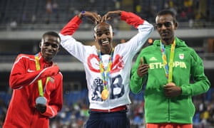 Mo Farah celebrates