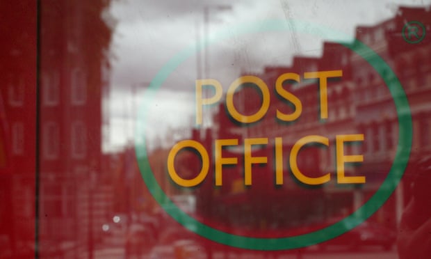 A Post Office sign in central London.