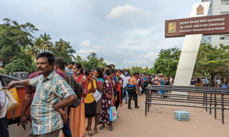 Long queues at the Department of Immigration and Emigration in Battaramulla, Sri Lanka.