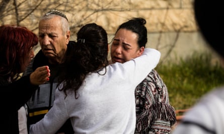 The family of Eli and Natali Mizrahi, victims of the synagogue shooting pictured on Saturday.