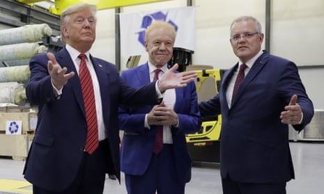 Donald Trump and Scott Morrison with Anthony Pratt during a tour of Pratt Industries in Wapakoneta, Ohio, 22 September 2019