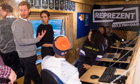 Royal fam … Prince Harry and Meghan Markle visit radio station Reprezent FM, in Brixton.