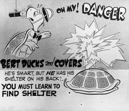 A duck and cover defence poster, 1950