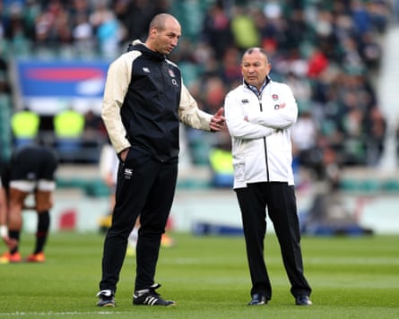 Steve Borthwick (left) and Eddie Jones pictured in 2018 when Jones was England head coach