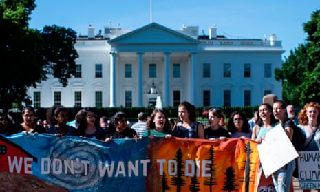 US-CLIMATE-PROTEST-us-environment-climate-change-strikeA group of teenage protesters, part of ‘Fridays for Future’ against climate change, gather in front of the White House last month.