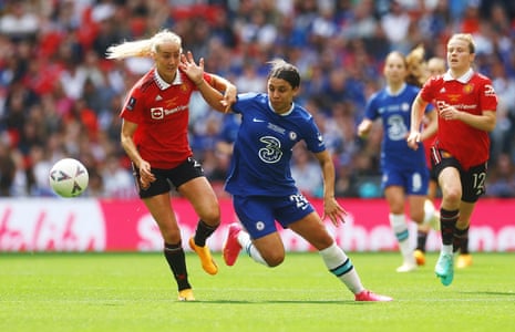 Chelsea v Manchester United: Women’s FA Cup final – live | Women's FA Cup 3 Millie Turner in action with Sam Kerr.