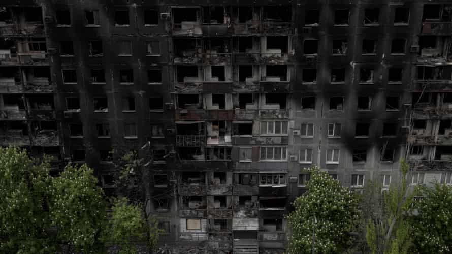 A building destroyed in the city of Mariupol.