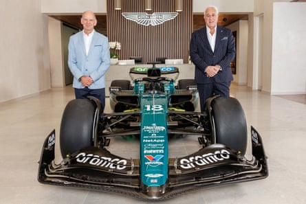 Aston Martin owner Lawrence Stroll (right) with Adrian Newey