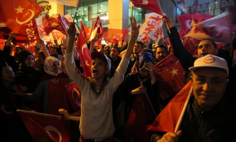 Erdogan supporters celebrate in Istanbul.