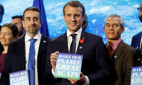 Emmanuel Macron attends the Tech for Planet event in Paris, France Monday.