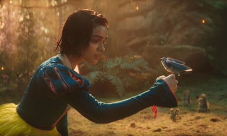 Snow White with a bird on her hand