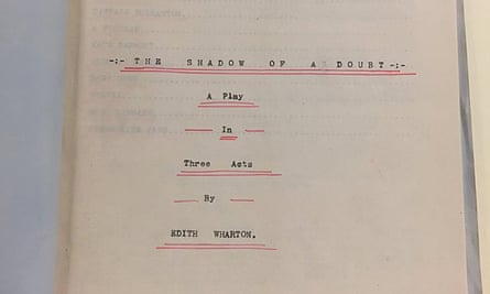 Title page of Edith Wharton’s typescript draft of The Shadow of a Doubt, 1901.