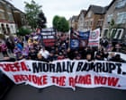‘It’s not fair’: Crystal Palace fans march in protest at demotion from Europa League
