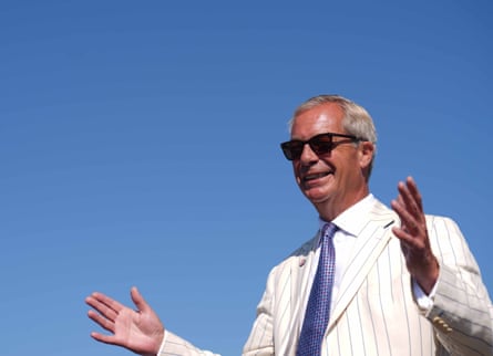 Reform UK leader Nigel Farage arrives to cast his vote in the Clacton byelection on Thursday. He did not attend the announcement of the result.