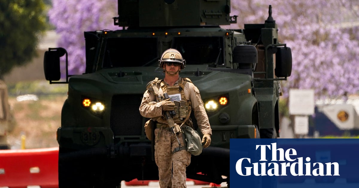 Hundreds of US marines arrive in LA as large protests are planned across US