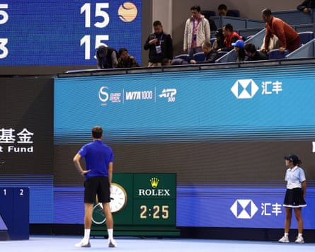 A spectator is injured after Daniil Medvedev hit a ball into the crowd during his semi-final match against Novak Djokovic at the China Open.
