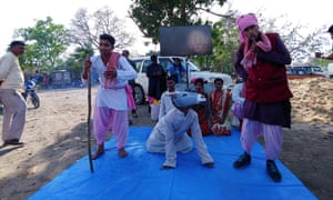 Activists use street theatre to make citizens aware that authorities have ended animal sacrifice.
