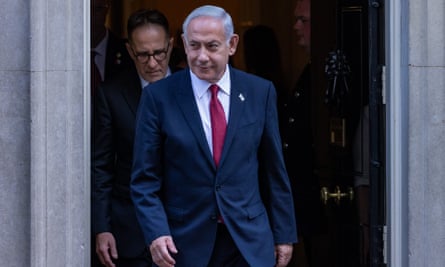 Benjamin Netanyahu leaving the door of No 10