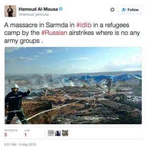 Tweet reporting airstrike