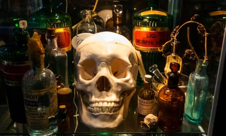 Skull and drug bottles at the Old Operating Theatre Museum