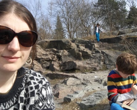 Ailsa Sheldon and her sons in Norway.