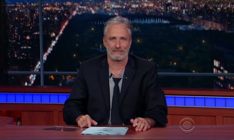 Jon Stewart Takes Over Colbert’s Late Show Desk