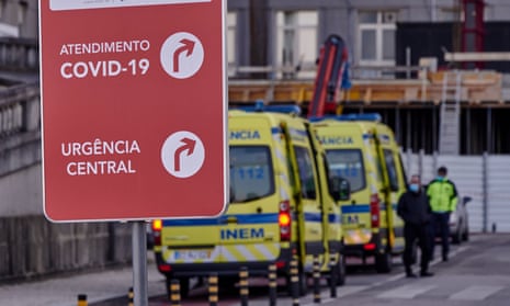 Ambulances queue outside hospital