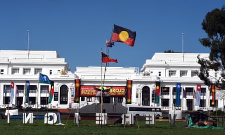 The Aboriginal Embassy in front of Old Parliament House in Canberra.