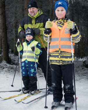 Mika Ruusunen skiing in Kangasala, Finland