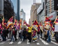 Tibetans in New York commemorate the 1959 uprising against China. Photograph: Pacific Press/LightRocket/Getty