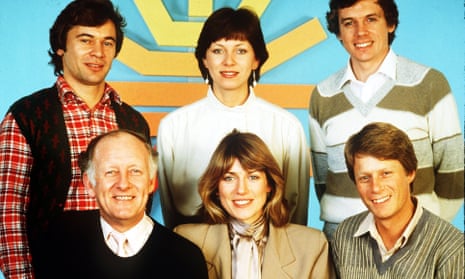 ‘Some people think TV in the morning is decadent and sinful. It’s not!’ … the BBC Breakfast Time team (clockwise from top left) Francis Wilson, Debbie Rix, David Icke, Nick Ross, Selina Scott and Frank Bough.