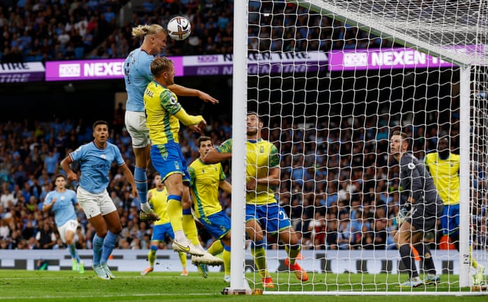 Arsenal v Aston Villa, Manchester City v Nottingham Forest and more – live! | Premier League 5 Manchester City's Erling Haaland scores their third goal to complete his hat-trick.