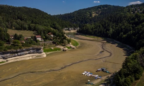 The dry bed of Brenets Lake, part of the Doubs River, a natural border between eastern France and western Switzerland, as much of Europe bakes in a third heatwave since June.
