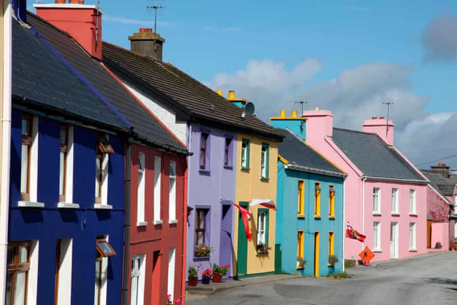Street of brightly coloured house in Eyeries, Ireland
