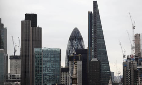 The skyline of the City of London financial district, where economists hope the UK recession has ended