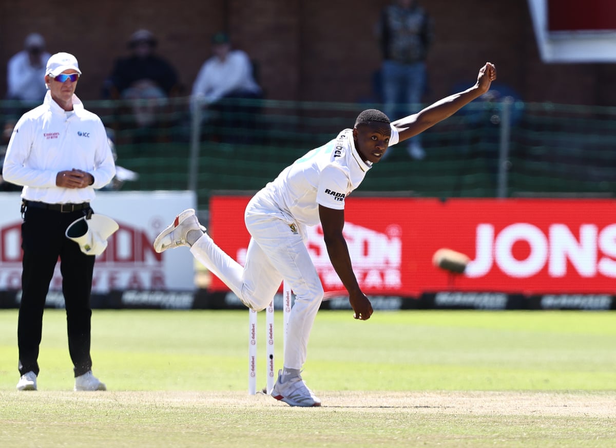 The South Africa bowlers Kagiso Rabada (pictured), Marco Jansen and Simon Harmer terrorised the tourists' batters
