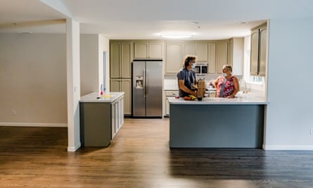 Jim and Leonore Wilson unpack groceries in their new rental house in Napa.