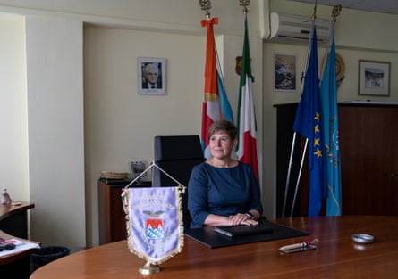 Magda Verrazzi, councillor in Verbano-Cusio-Ossola, in Italy, at the desk in her office