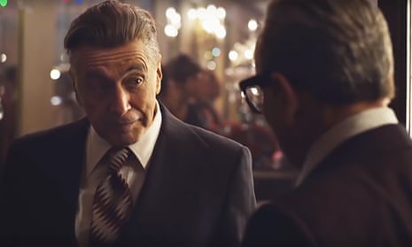 ‘Encounters in a subdued steakhouse light periodically explode into violence or dreamlike scenes of choreographed catastrophe’ … Al Pacino as Jimmy Hoffa in The Irishman (2019). 