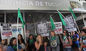 A protest in Buenos Aires on 25 February to demand that the court allow abortion for an 11-year-old girl raped by her grandmother’s 65-year-old partner 4896.jpg?width=300&quality=85&auto=forma