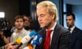 Geert Wilders speaks to the media