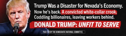DNC targets Trump campaign rally with 'convicted white-collar crook' billboard | Donald Trump | The Guardian