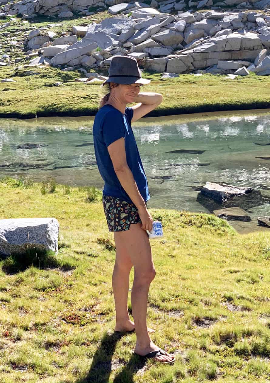 Jemima and morning tea at 11,000 feet near the Lyell Fork in Yosemite National Park.