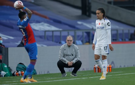Marcelo Bielsa watches on during Leeds’ defeat at Crystal Palace.