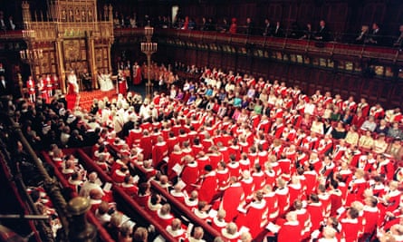 Queen Elizabeth II making her speech in the House of Lords