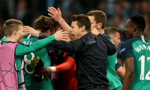 Mauricio Pochettino celebrates after the second leg against Manchester City.