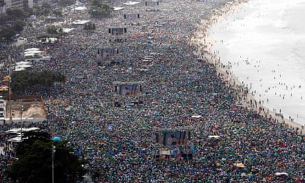 Pope Francis, Copacabana beach, Rio de Janeiro, Brazil, in 2013