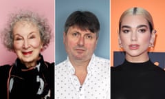 Heading for Hay festival 2023 … (from left) Margaret Atwood, Simon Armitage and Dua Lipa.