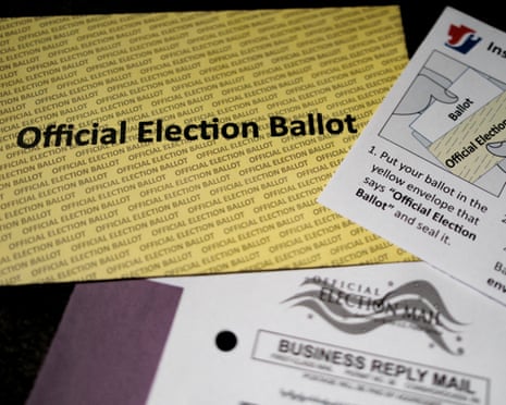 A mail-in ballot, during the Pennsylvania primary election.